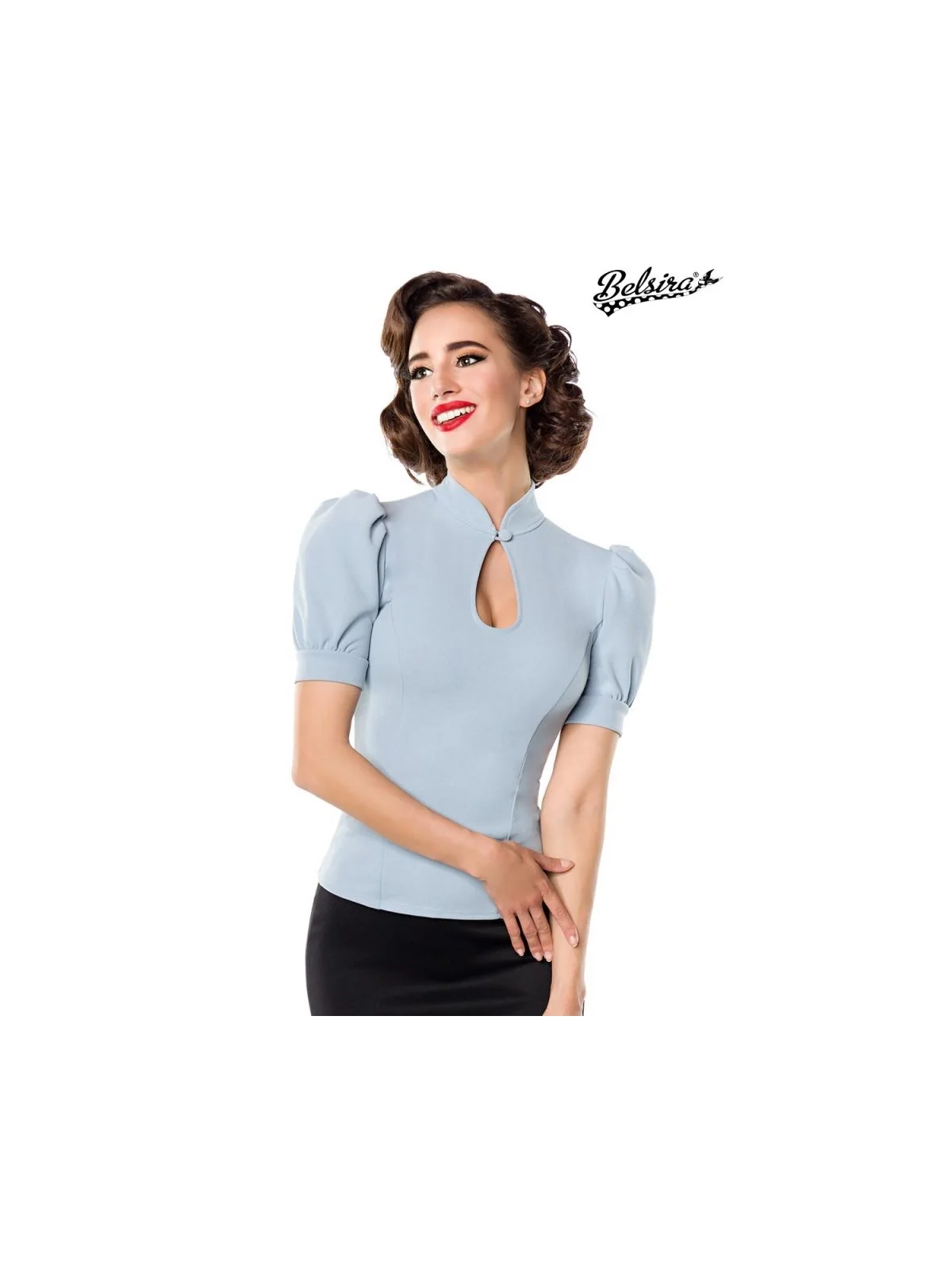 Jersey-Bluse Hellblau von Belsira