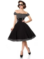 schulterfreies Swing-Kleid schwarz/weiß von Belsira