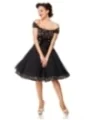 Schulterfreies Swing-Kleid Schwarz/Rosa von Belsira