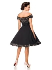 Schulterfreies Swing-Kleid Schwarz/Rosa von Belsira