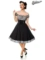 Schulterfreies Swing-Kleid Schwarz/Kariert von Belsira