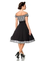 Schulterfreies Swing-Kleid Schwarz/Kariert von Belsira