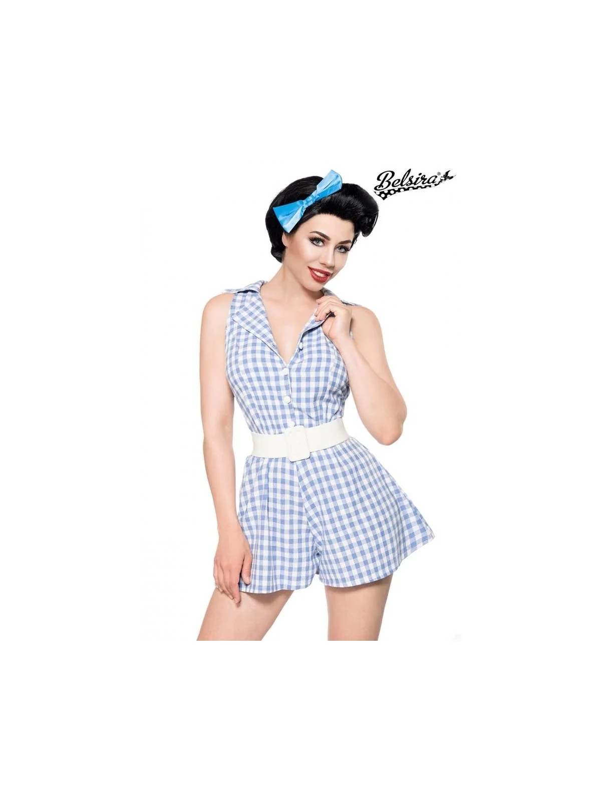 Retro-Jumpsuit blau/weiß von Belsira