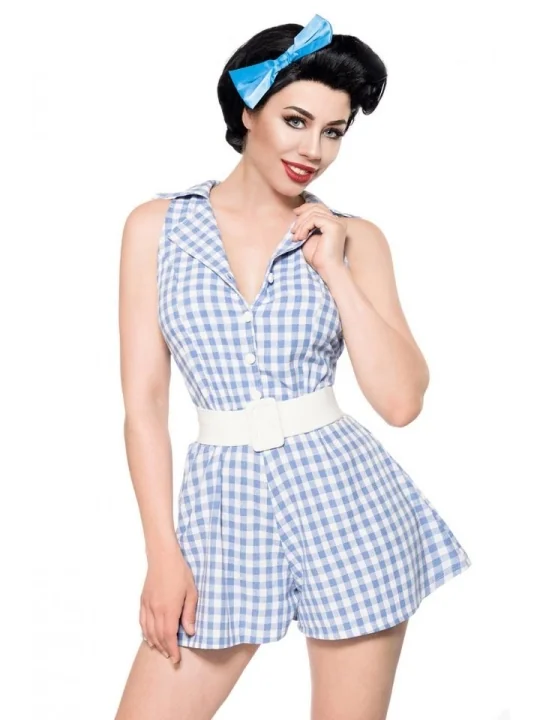 Retro-Jumpsuit blau/weiß von Belsira