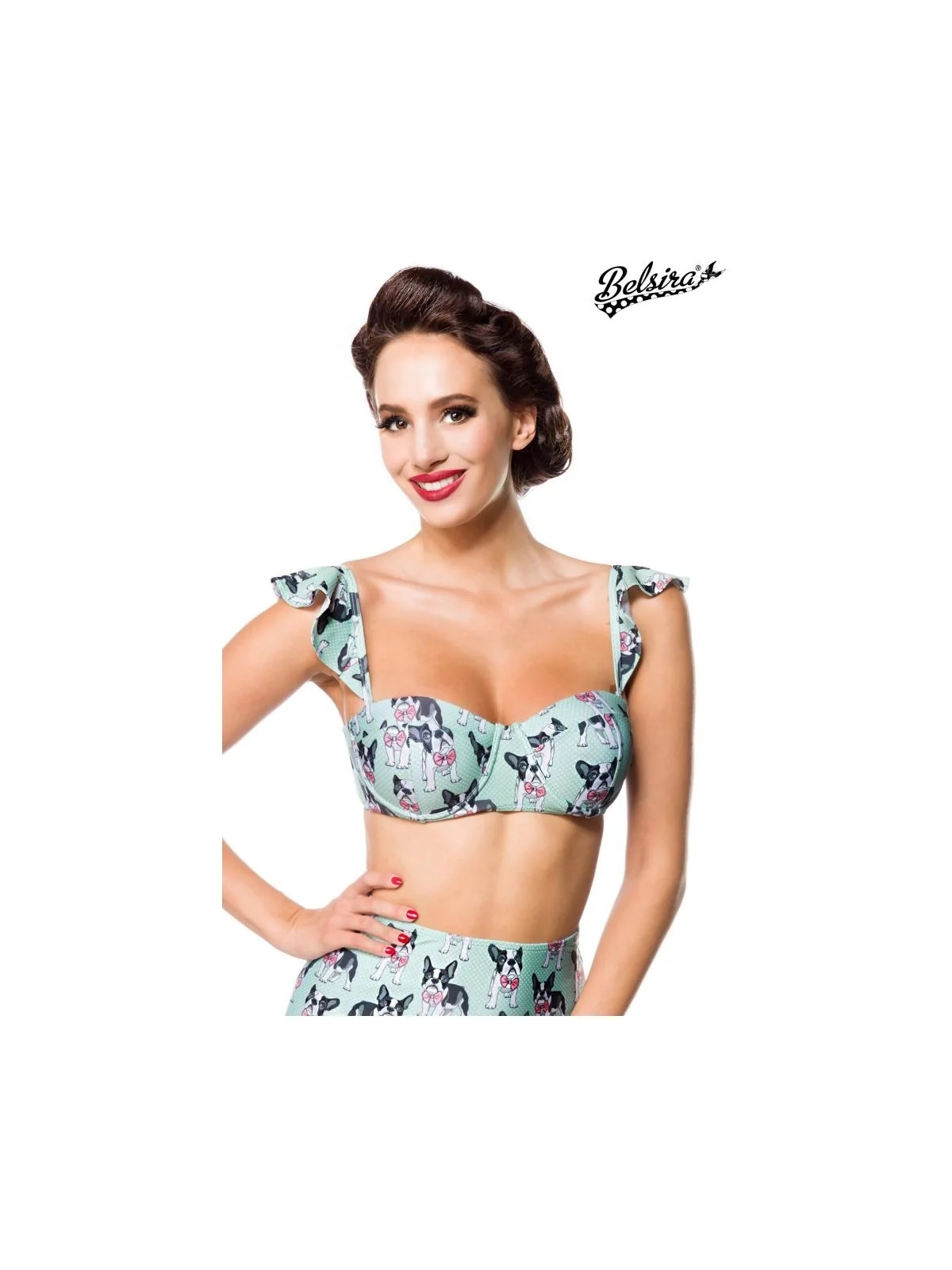 Vintage Bikinioberteil Blau/Weiß/Schwarz von Belsira