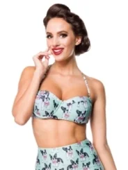 Vintage Bikinioberteil Blau/Weiß/Schwarz von Belsira