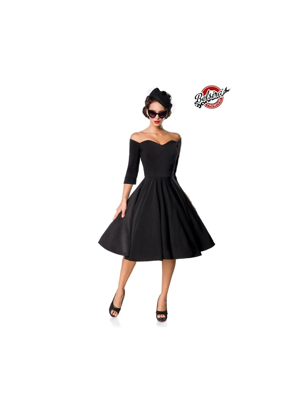 Belsira Premium Vintage Swing-Kleid schwarz von Belsira