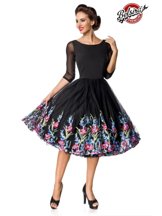 Belsira Premium besticktes Swing-Kleid schwarz von Belsira