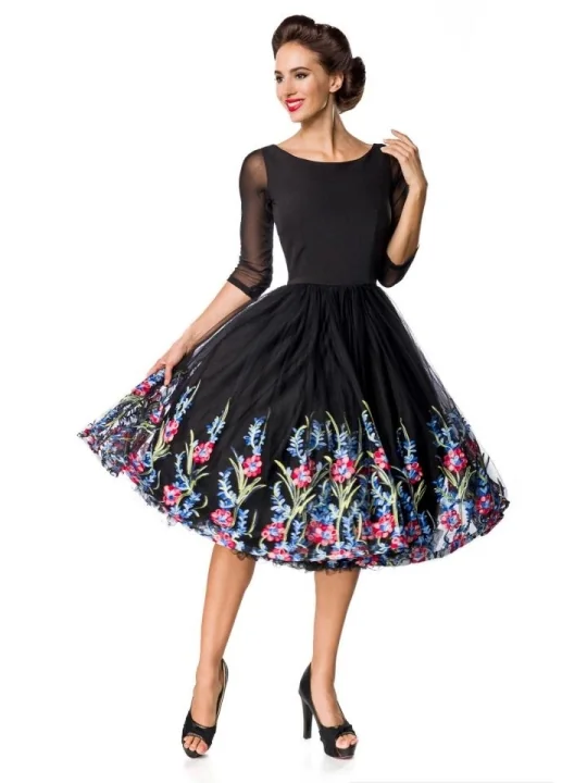 Belsira Premium besticktes Swing-Kleid schwarz von Belsira