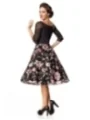 Premium Besticktes Vintage-Swingkleid Schwarz/Rosa von Belsira