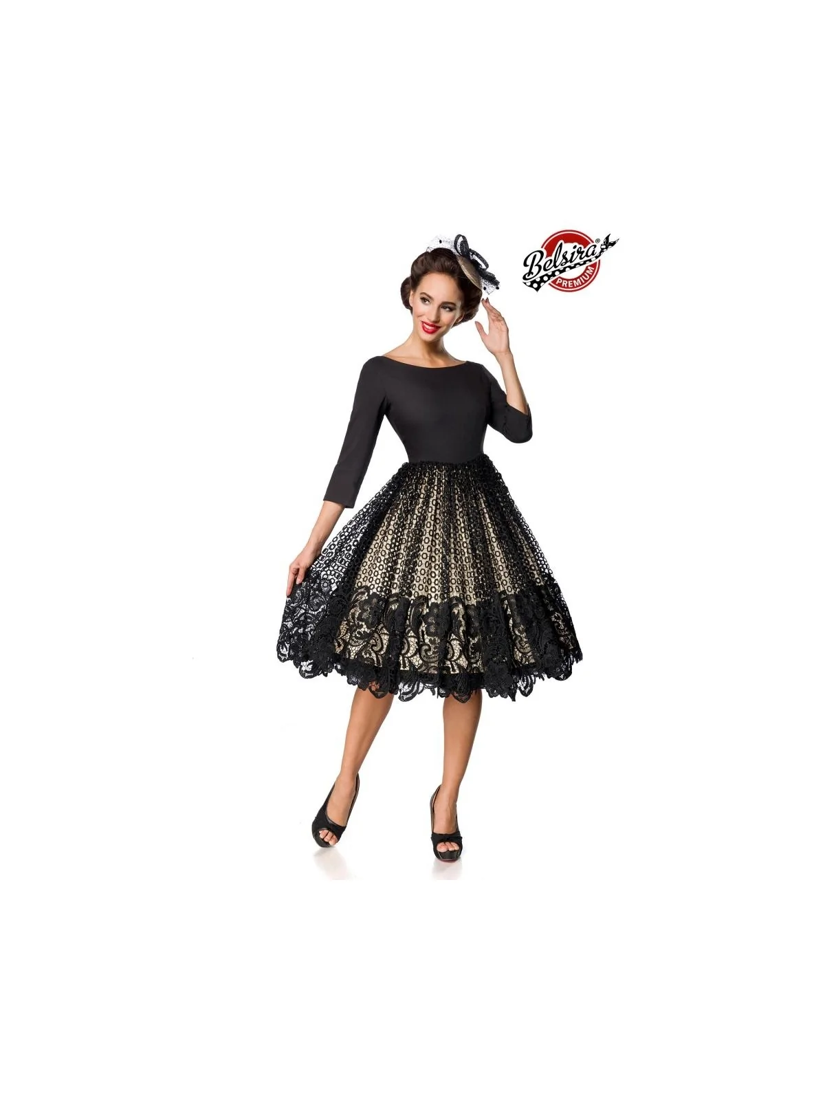 Premium Spitzen-Swingkleid schwarz von Belsira