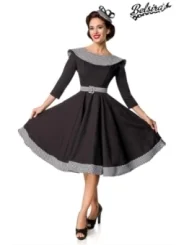 Premium Vintage Swing-Kleid schwarz/weiß von Belsira