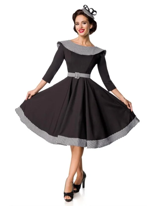 Premium Vintage Swing-Kleid schwarz/weiß von Belsira