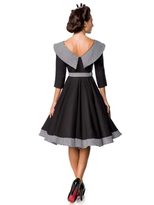 Premium Vintage Swing-Kleid schwarz/weiß von Belsira