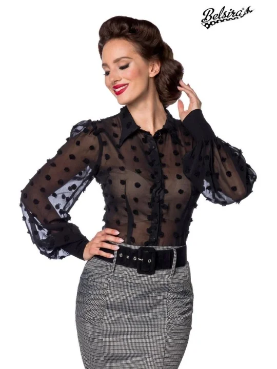 Vintage-Bluse schwarz von Belsira