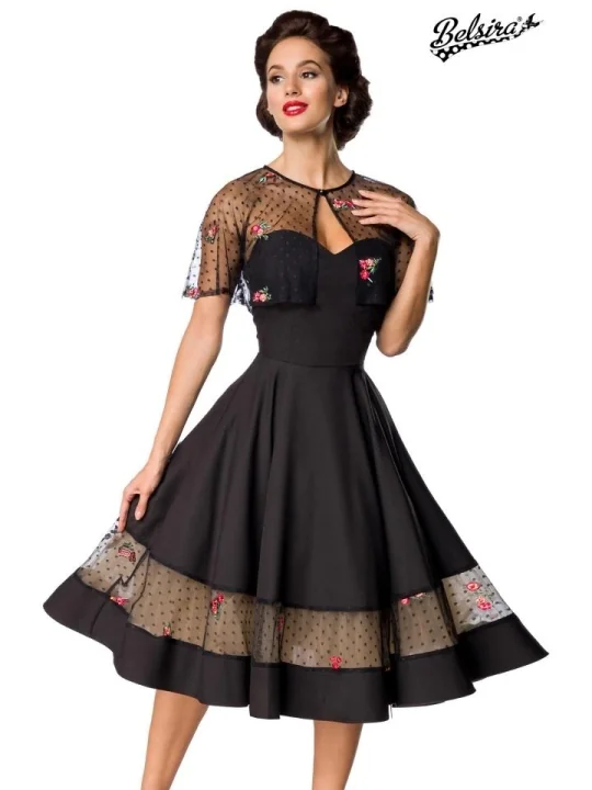 Vintage-Kleid mit Cape schwarz von Belsira