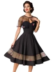 Vintage-Kleid mit Cape schwarz von Belsira