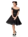 schulterfreies Swing-Kleid mit Gürtel schwarz von Belsira