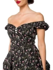 schulterfreies Kleid schwarz/rosa von Belsira