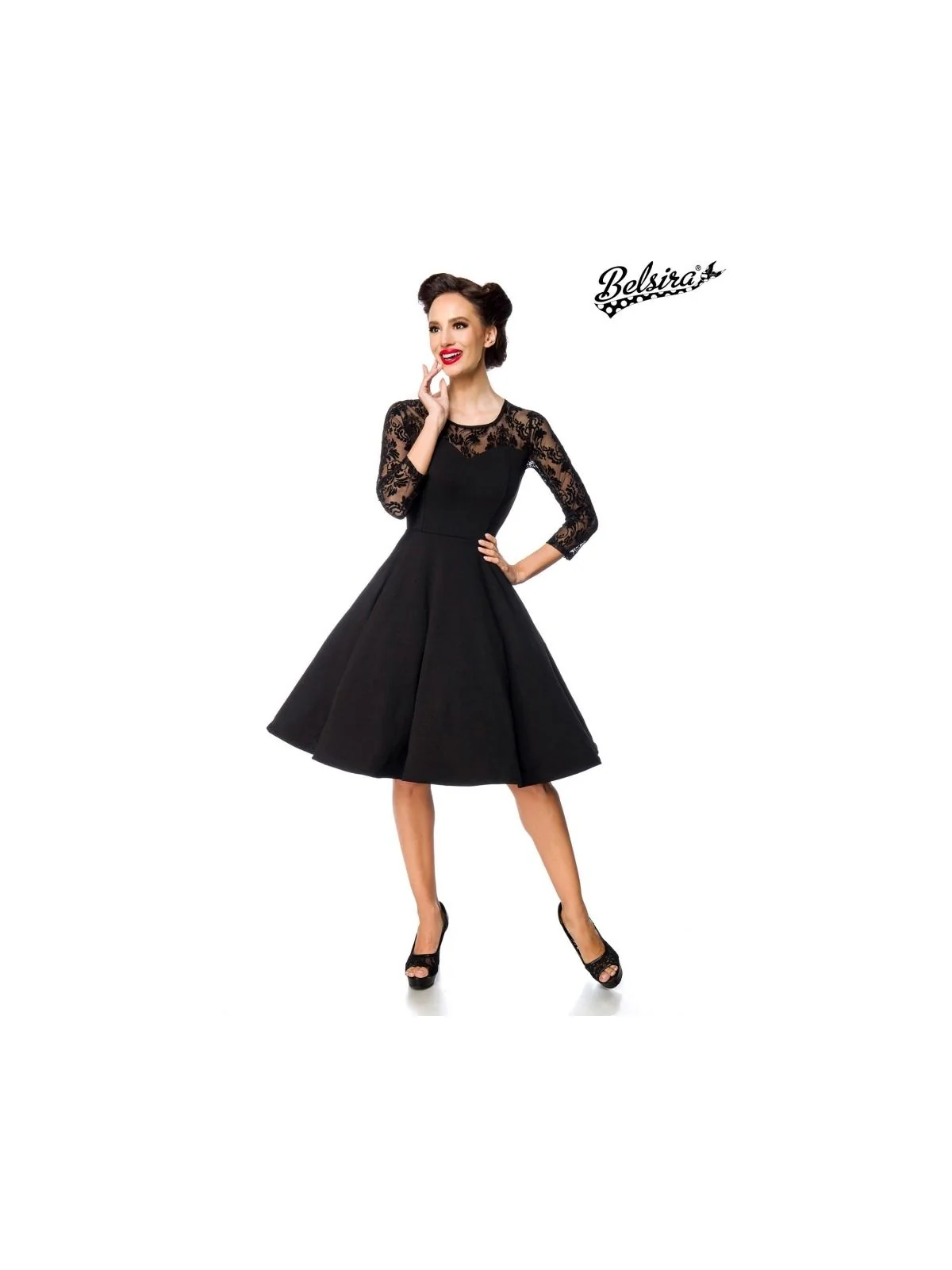 elegantes Spitzenkleid schwarz von Belsira