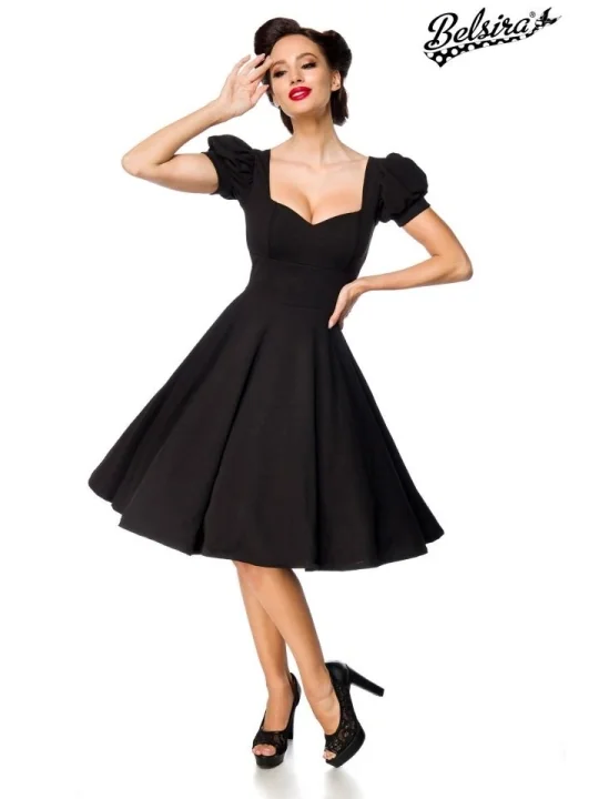 Kleid mit Puffärmeln schwarz von Belsira