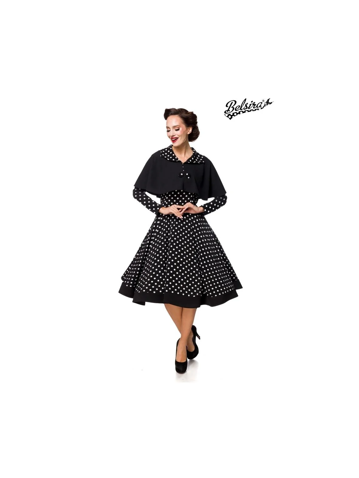 SWING-KLEID MIT CAPE schwarz von Belsira