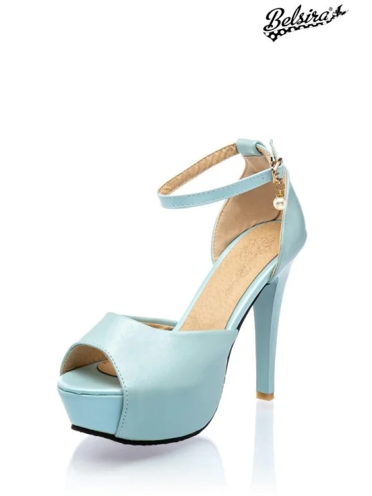 Retro Riemchen-Pumps hellblau von Belsira