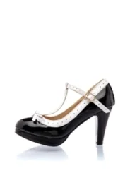 T-Strap Pumps schwarz/weiß von Belsira