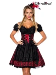 Premium Dirndl mit Bluse rot/schwarz von Dirndline