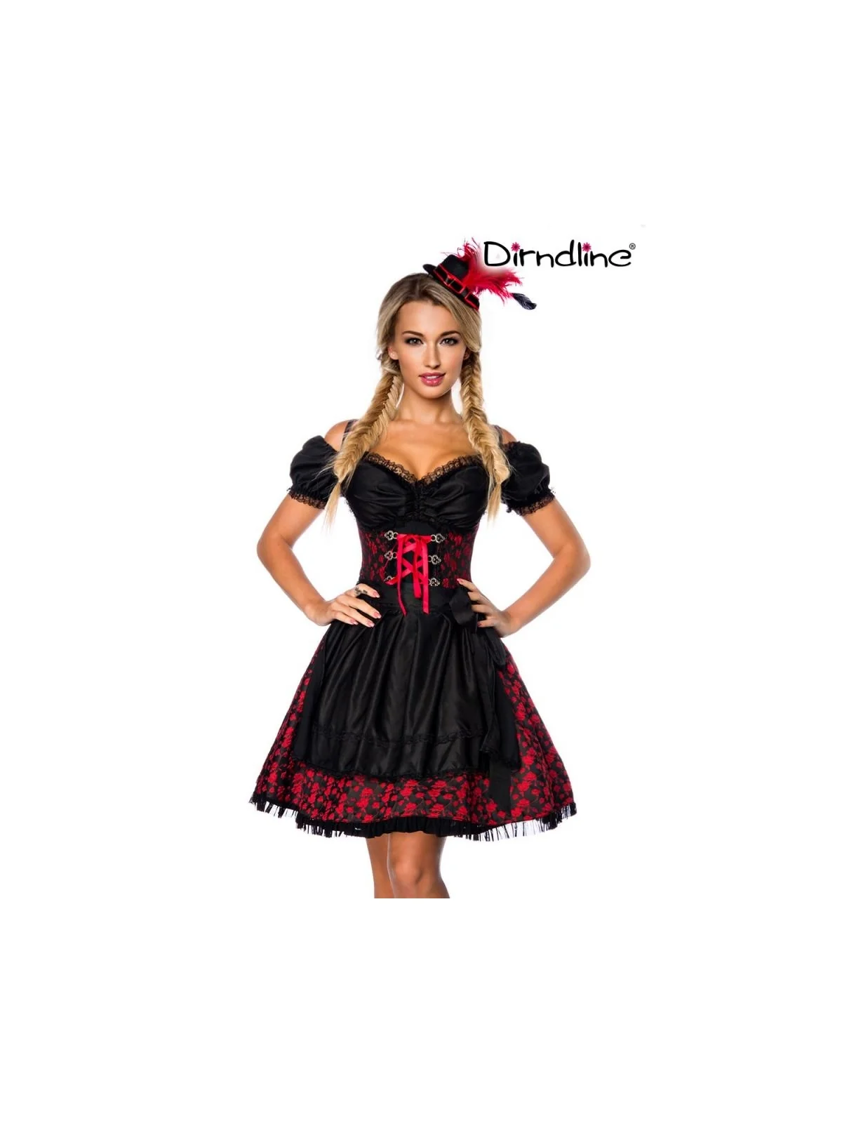 Premium Dirndl mit Bluse rot/schwarz von Dirndline