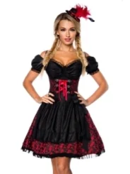 Premium Dirndl mit Bluse rot/schwarz von Dirndline