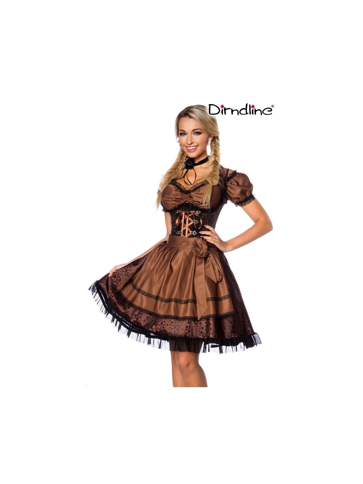 Premium Dirndl mit Bluse braun/schwarz von Dirndline