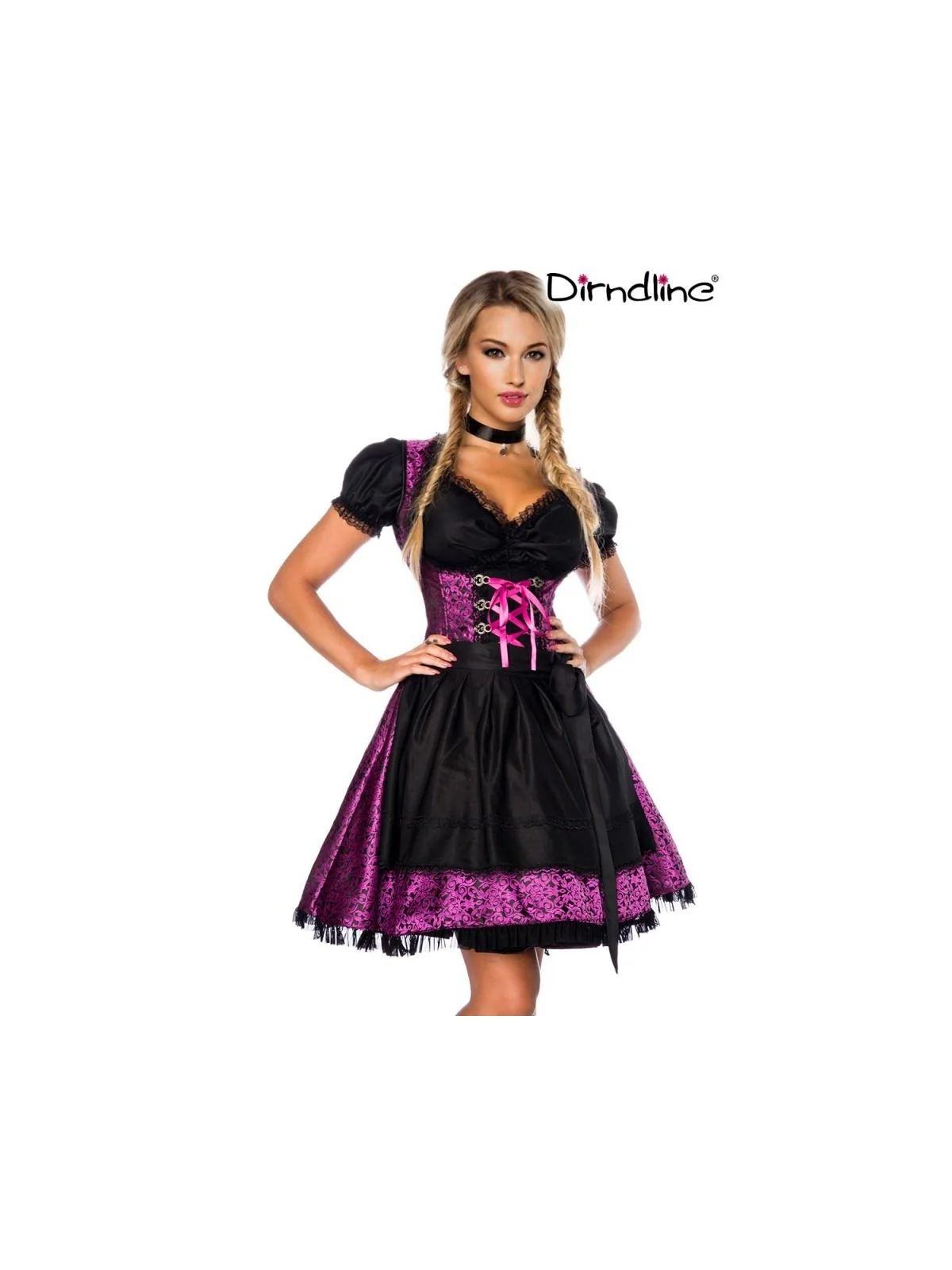 Premium Dirndl mit Bluse lila/schwarz von Dirndline