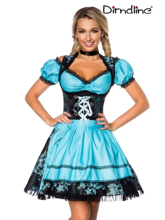 Premium Dirndl mit Bluse blau/schwarz von Dirndline