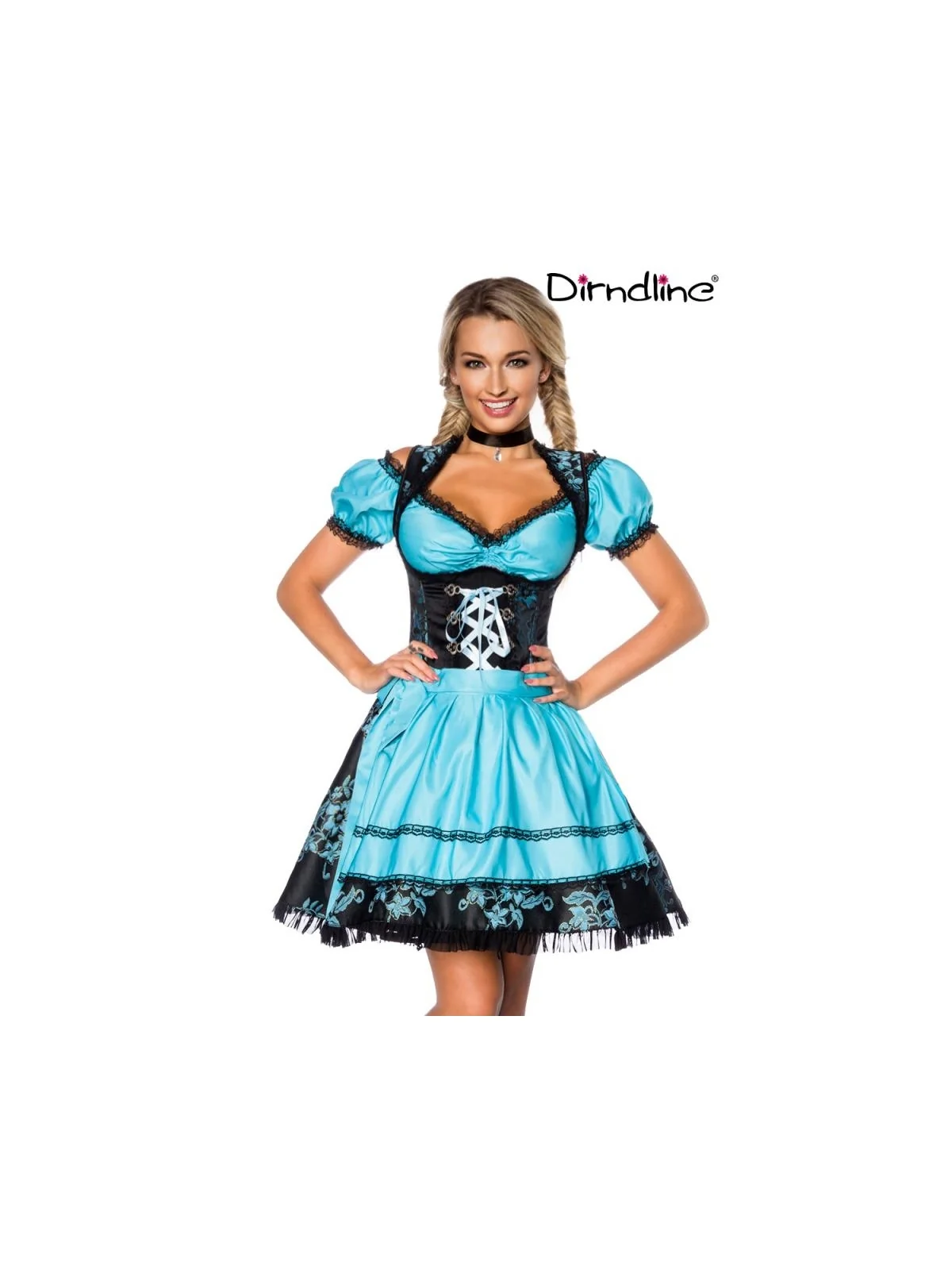 Premium Dirndl mit Bluse blau/schwarz von Dirndline