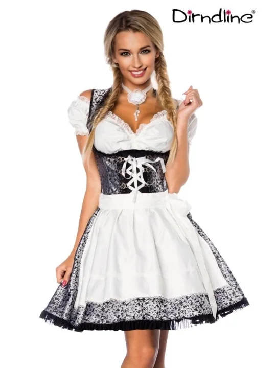 Premium Dirndl mit Bluse silber/weiß/schwarz von Dirndline