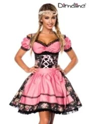 Premium Dirndl mit Bluse schwarz/rosa von Dirndline