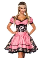 Premium Dirndl mit Bluse schwarz/rosa von Dirndline