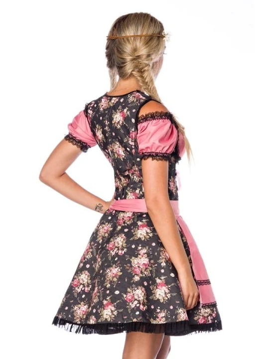 Premium Dirndl mit Bluse schwarz/rosa von Dirndline