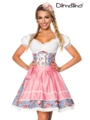 Premium Dirndl mit Bluse blau/rosa/weiß von Dirndline