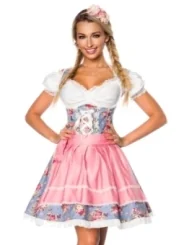 Premium Dirndl mit Bluse blau/rosa/weiß von Dirndline