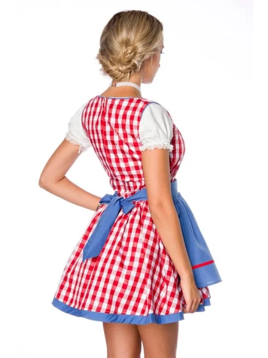 Traditionelles Minidirndl rot/blau/weiß von Dirndline