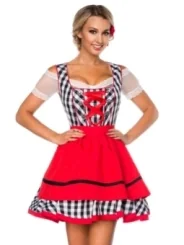 Traditionelles Minidirndl schwarz/weiß/rot von Dirndline