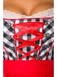 Traditionelles Minidirndl schwarz/weiß/rot von Dirndline