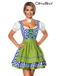 Traditionelles Minidirndl blau/grün/weiß von Dirndline