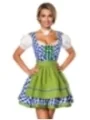 Traditionelles Minidirndl blau/grün/weiß von Dirndline