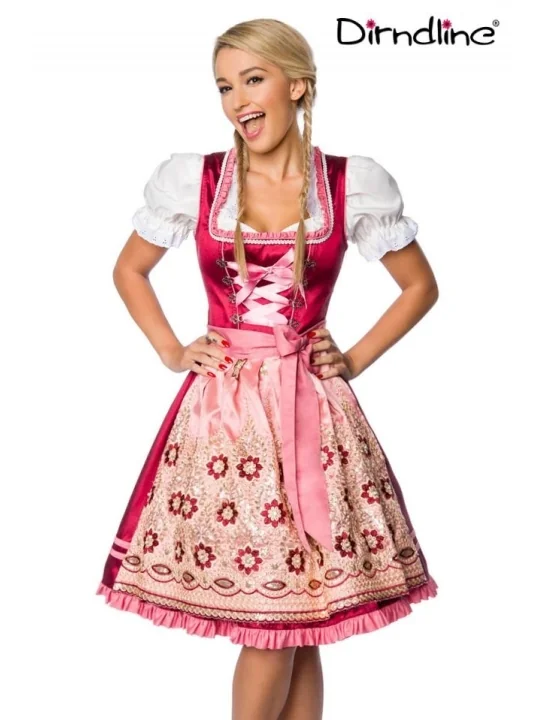 Premium Dirndl rosa/rot von Dirndline