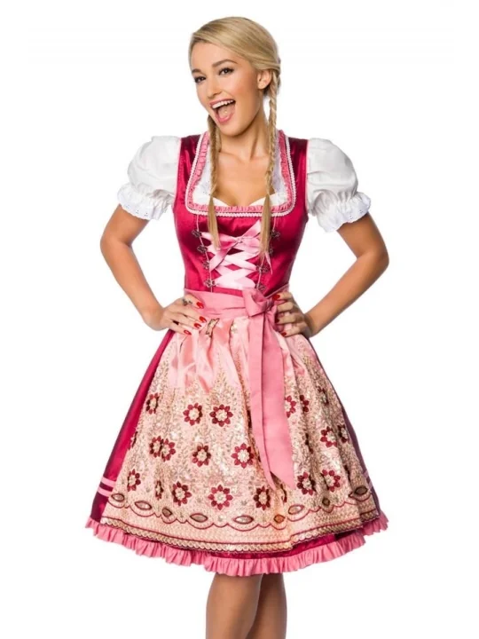 Premium Dirndl rosa/rot von Dirndline