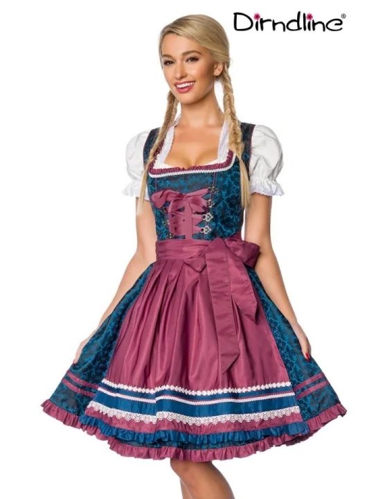 Premium Dirndl blau/dunkelrot von Dirndline