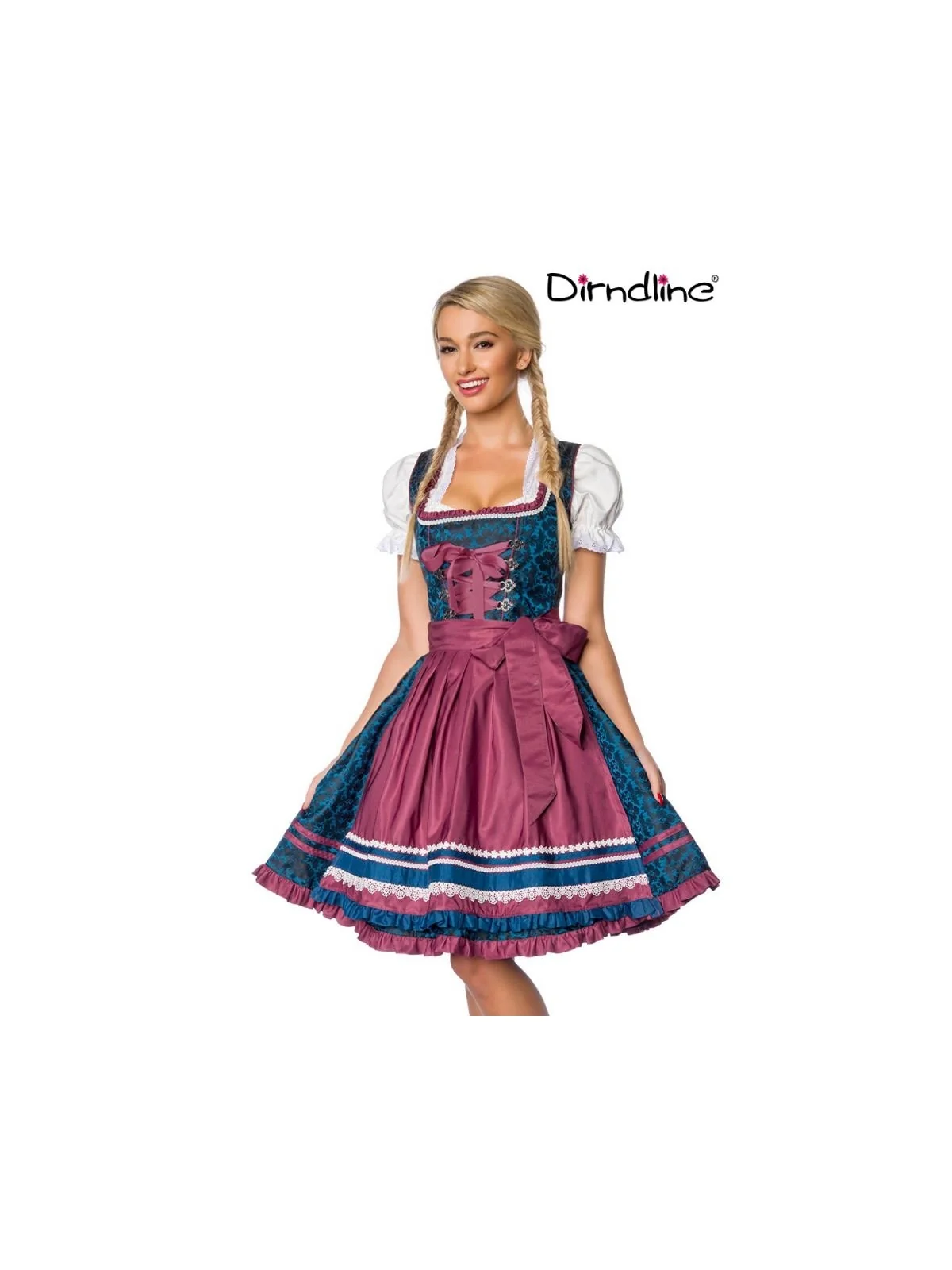 Premium Dirndl blau/dunkelrot von Dirndline